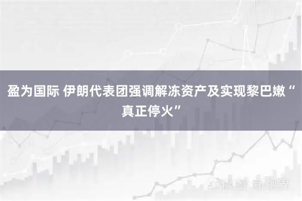 盈为国际 伊朗代表团强调解冻资产及实现黎巴嫩“真正停火”