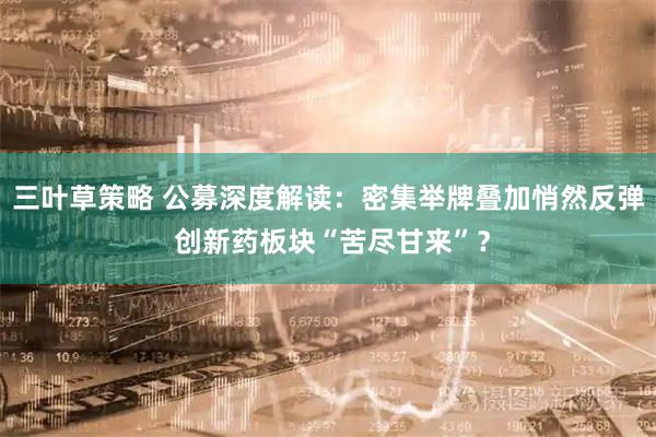三叶草策略 公募深度解读:密集举牌叠加悄然反弹 创新药板块“苦尽甘来”?