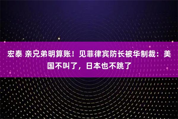宏泰 亲兄弟明算账！见菲律宾防长被华制裁：美国不叫了，日本也不跳了
