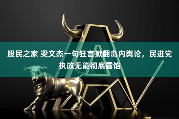 股民之家 梁文杰一句狂言掀翻岛内舆论，民进党执政无能彻底露馅